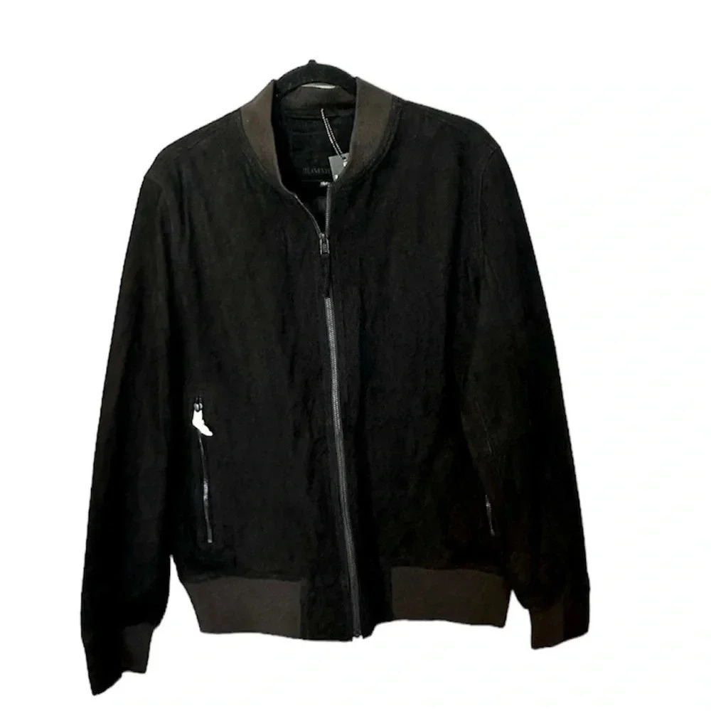 BlankNYC After Shocker Bomber Men’s Black Goat Skin Leather Jacket Size M NWT